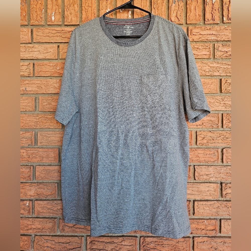 Men's Member's Mark Everyday Soft Wash Tee Gray Striped Shirt Size XXL